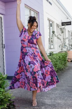 Proud Poppy Clothing Ellie Floral Maxi Dress in Purple Hot