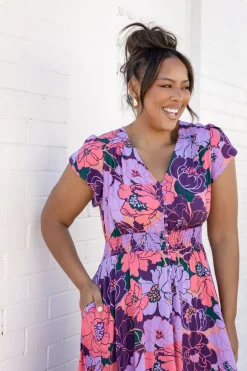 Proud Poppy Clothing Ellie Floral Maxi Dress in Purple Hot