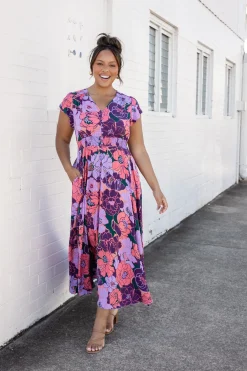 Proud Poppy Clothing Ellie Floral Maxi Dress in Purple Hot