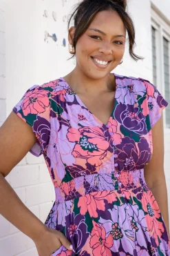 Proud Poppy Clothing Ellie Floral Maxi Dress in Purple Hot