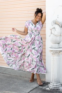 Proud Poppy Clothing Ellie Floral Maxi Dress in White Cream New