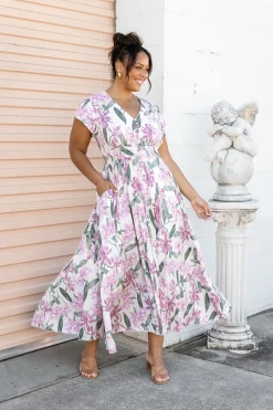 Proud Poppy Clothing Ellie Floral Maxi Dress in White Cream New