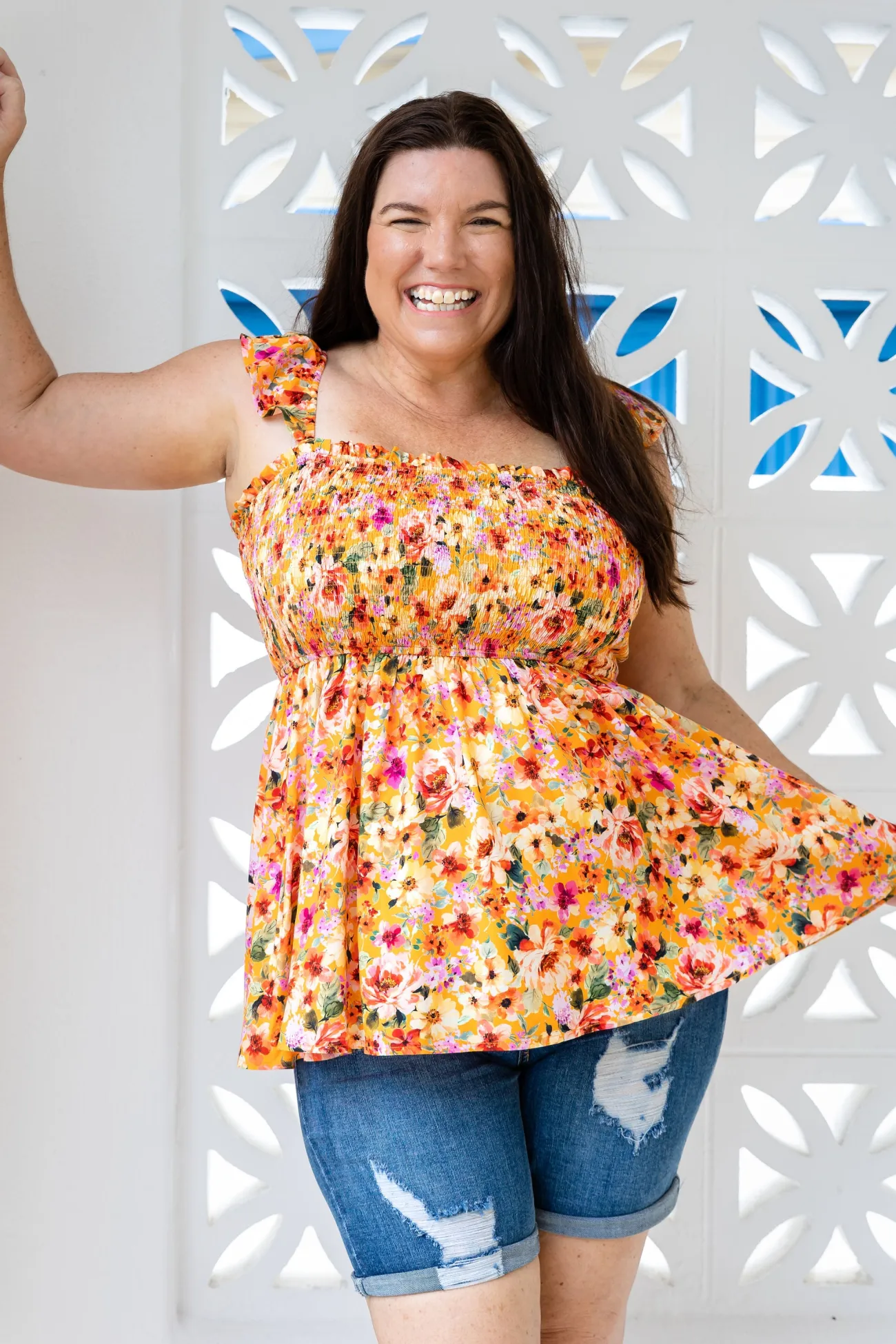 Proud Poppy Clothing Ellie Top in Sunshine Floral SunshineFloral Sale