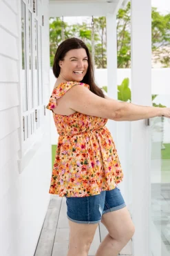 Proud Poppy Clothing Ellie Top in Sunshine Floral SunshineFloral Sale