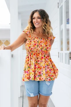 Proud Poppy Clothing Ellie Top in Sunshine Floral SunshineFloral Sale