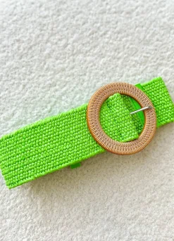 Proud Poppy Clothing Extra Length Stretch Belt with Flat Buckle in Green Outlet