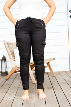 Proud Poppy Clothing Florence Denim Joggers in Black Clearance