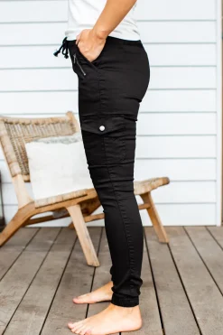 Proud Poppy Clothing Florence Denim Joggers in Black Clearance