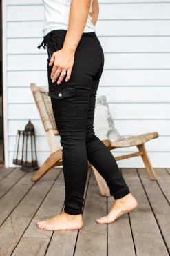 Proud Poppy Clothing Florence Denim Joggers in Black Clearance