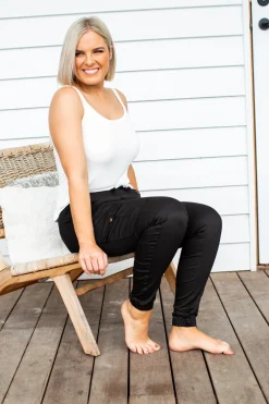 Proud Poppy Clothing Florence Denim Joggers in Black Clearance