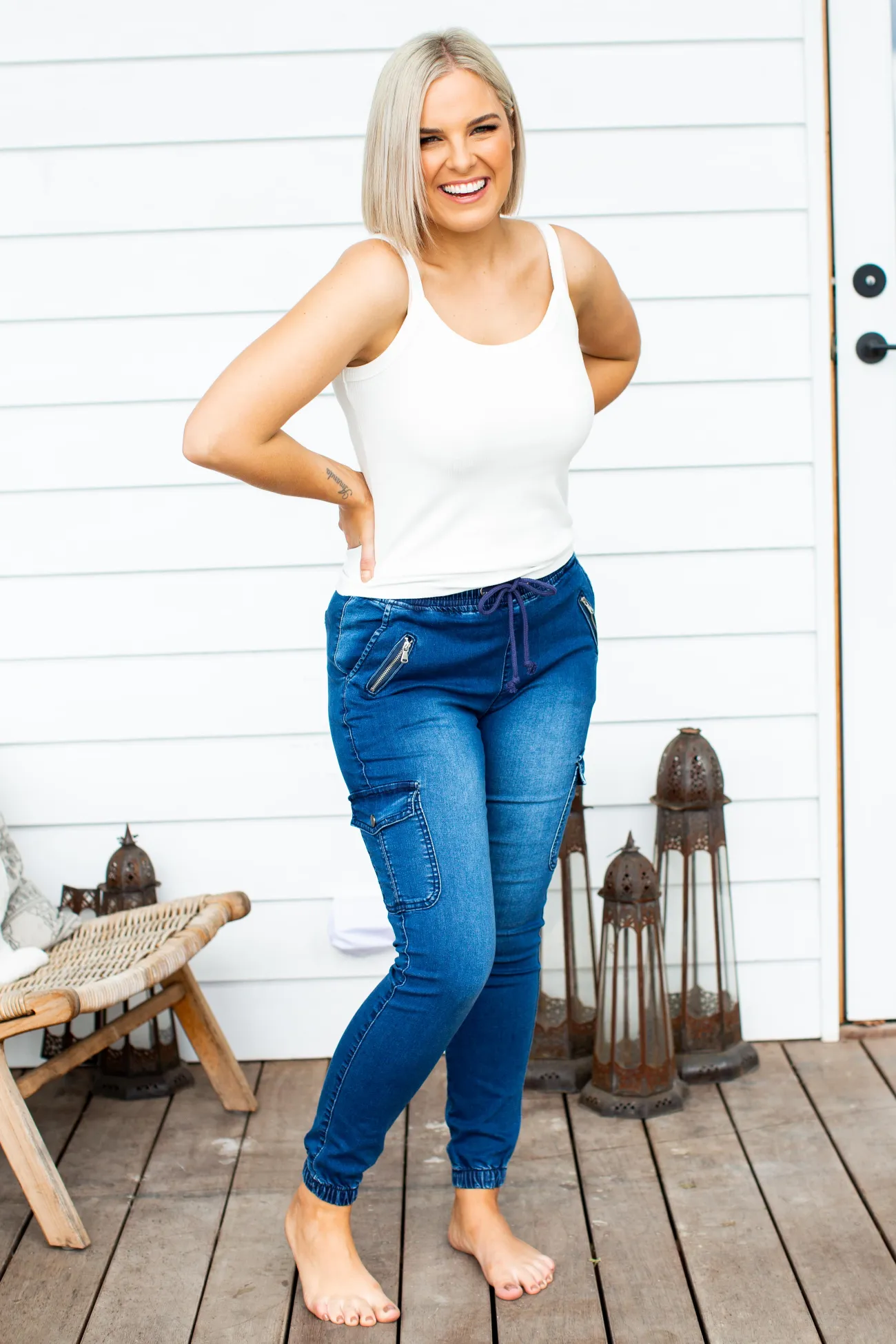 Proud Poppy Clothing Florence Denim Joggers in Dark Blue DarkBlue Outlet