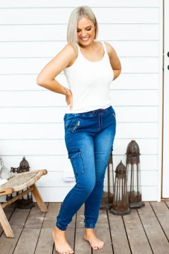 Proud Poppy Clothing Florence Denim Joggers in Dark Blue DarkBlue Outlet