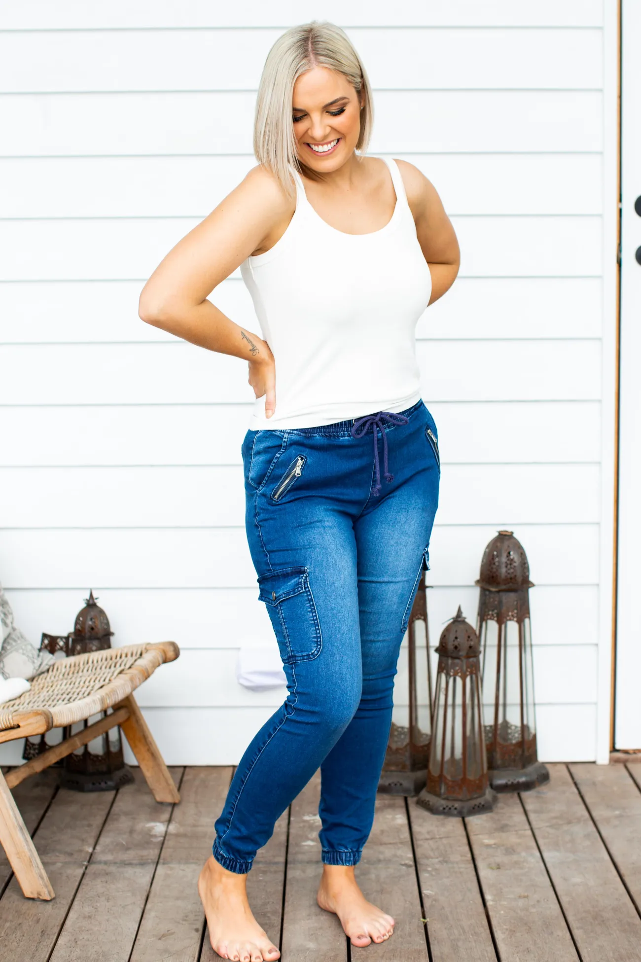Proud Poppy Clothing Florence Denim Joggers in Dark Blue DarkBlue Outlet