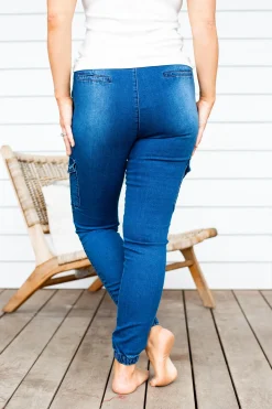 Proud Poppy Clothing Florence Denim Joggers in Dark Blue DarkBlue Outlet