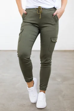 Proud Poppy Clothing Florence Denim Joggers in Khaki Hot