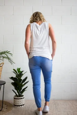 Proud Poppy Clothing Florence Denim Joggers in Sky Blue SkyBlue Clearance
