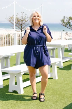 Proud Poppy Clothing Giulia Playsuit in Navy Fashion