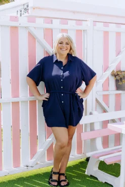 Proud Poppy Clothing Giulia Playsuit in Navy Fashion