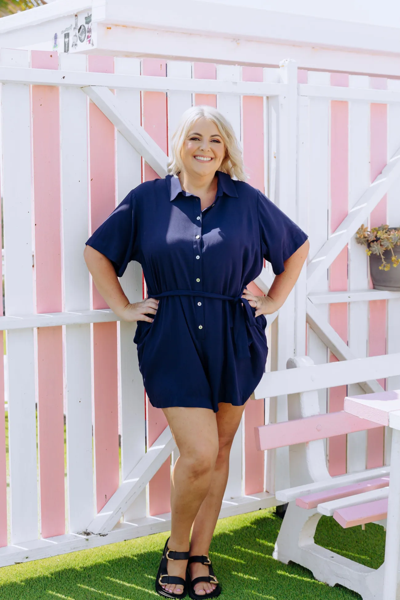 Proud Poppy Clothing Giulia Playsuit in Navy Fashion