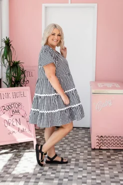 Proud Poppy Clothing Greta Party Dress in Gingham Black GinghamBlack New