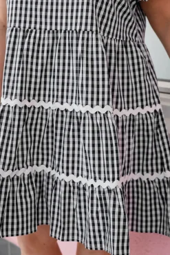 Proud Poppy Clothing Greta Party Dress in Gingham Black GinghamBlack New
