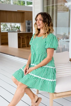 Proud Poppy Clothing Greta Party Dress in Gingham Green GinghamGreen New