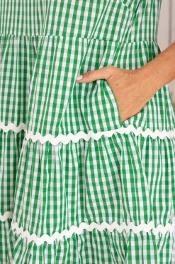 Proud Poppy Clothing Greta Party Dress in Gingham Green GinghamGreen New