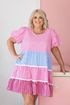 Proud Poppy Clothing Greta Party Dress in Gingham Mix GinghamMix Best