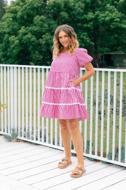 Proud Poppy Clothing Greta Party Dress in Gingham Red GinghamRed Outlet