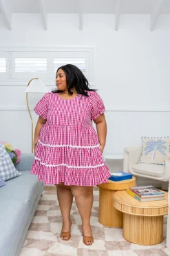 Proud Poppy Clothing Greta Party Dress in Gingham Red GinghamRed Outlet