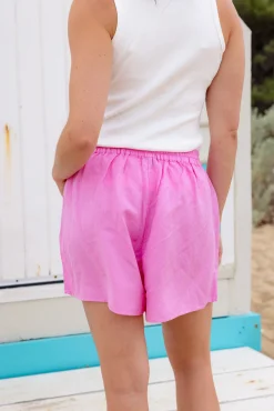 Proud Poppy Clothing Harlow Linen Blend Shorts in Berry Fashion
