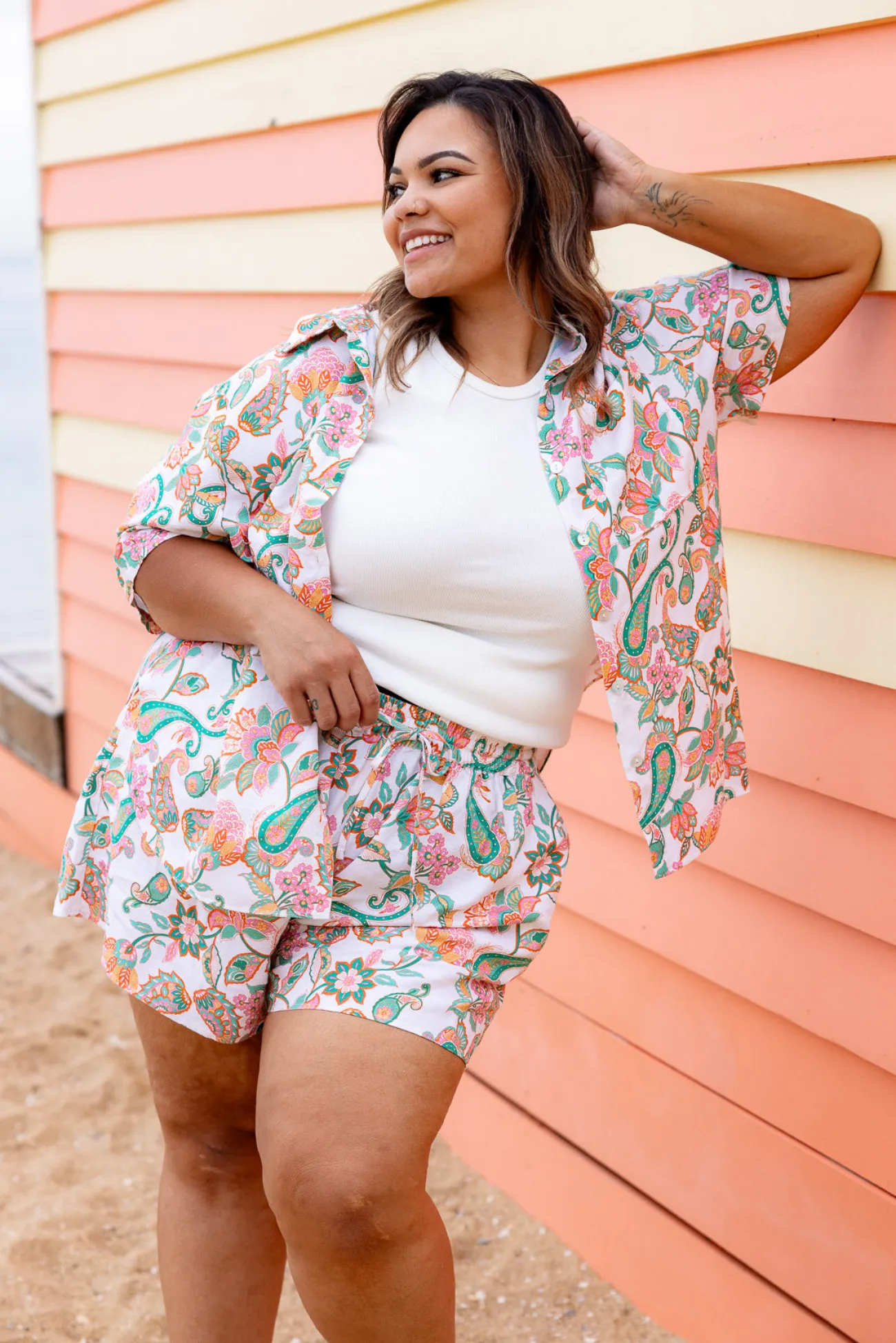 Proud Poppy Clothing Harlow Linen Blend Shorts in Shay Paisley ShayPaisley Sale