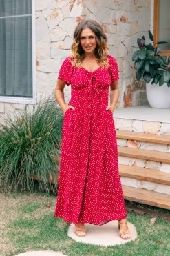 Proud Poppy Clothing Hazel Jumpsuit in Red Clearance