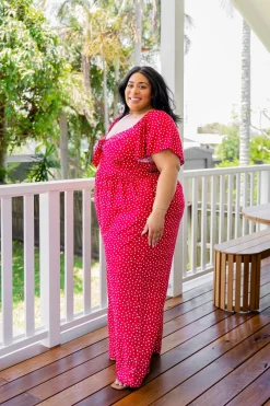 Proud Poppy Clothing Hazel Jumpsuit in Red Clearance