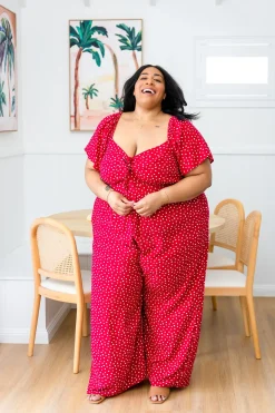 Proud Poppy Clothing Hazel Jumpsuit in Red Clearance