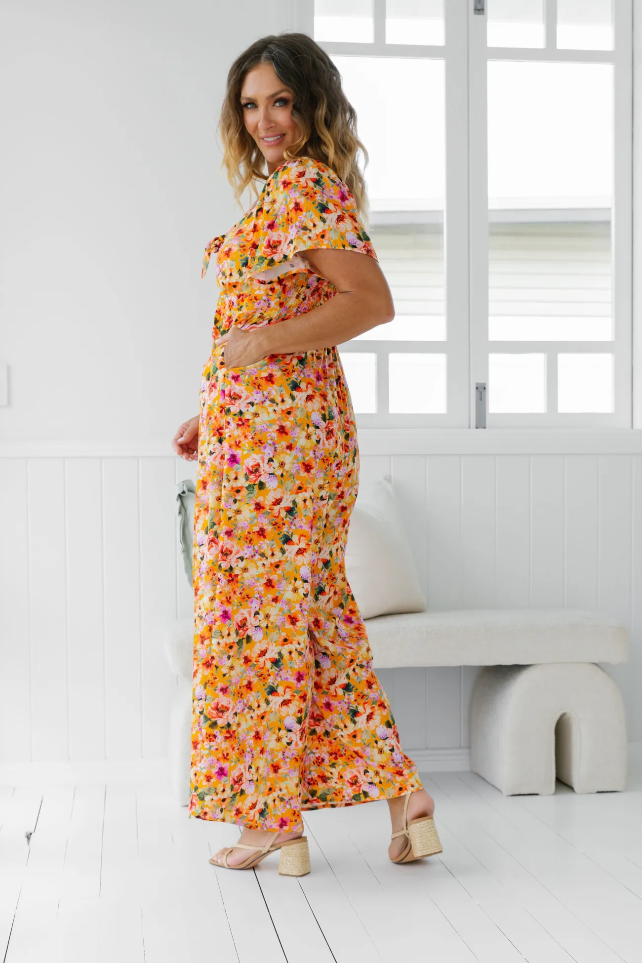 Proud Poppy Clothing Hazel Jumpsuit in Sunshine Floral SunshineFloral Sale