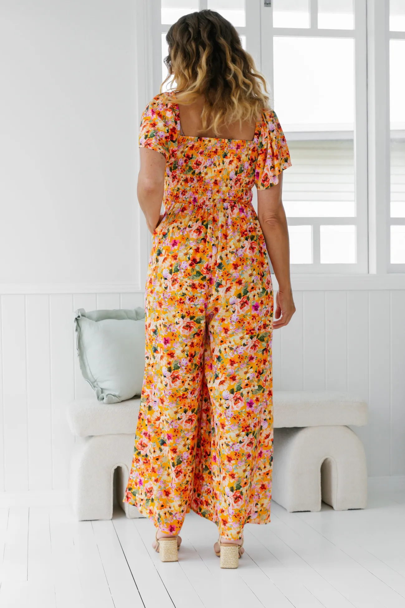 Proud Poppy Clothing Hazel Jumpsuit in Sunshine Floral SunshineFloral Sale
