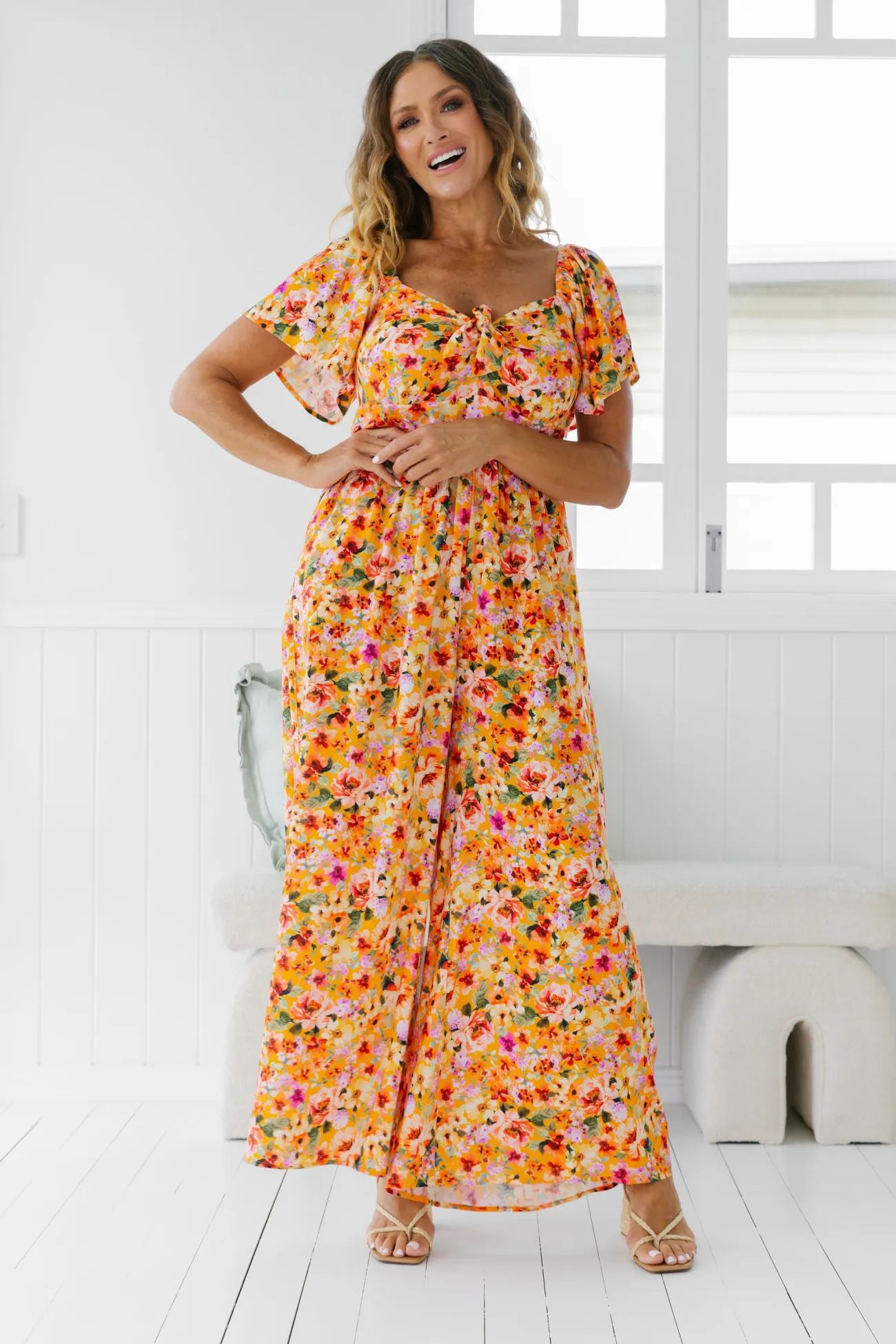 Proud Poppy Clothing Hazel Jumpsuit in Sunshine Floral SunshineFloral Sale