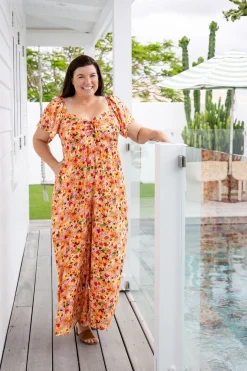 Proud Poppy Clothing Hazel Jumpsuit in Sunshine Floral SunshineFloral Sale