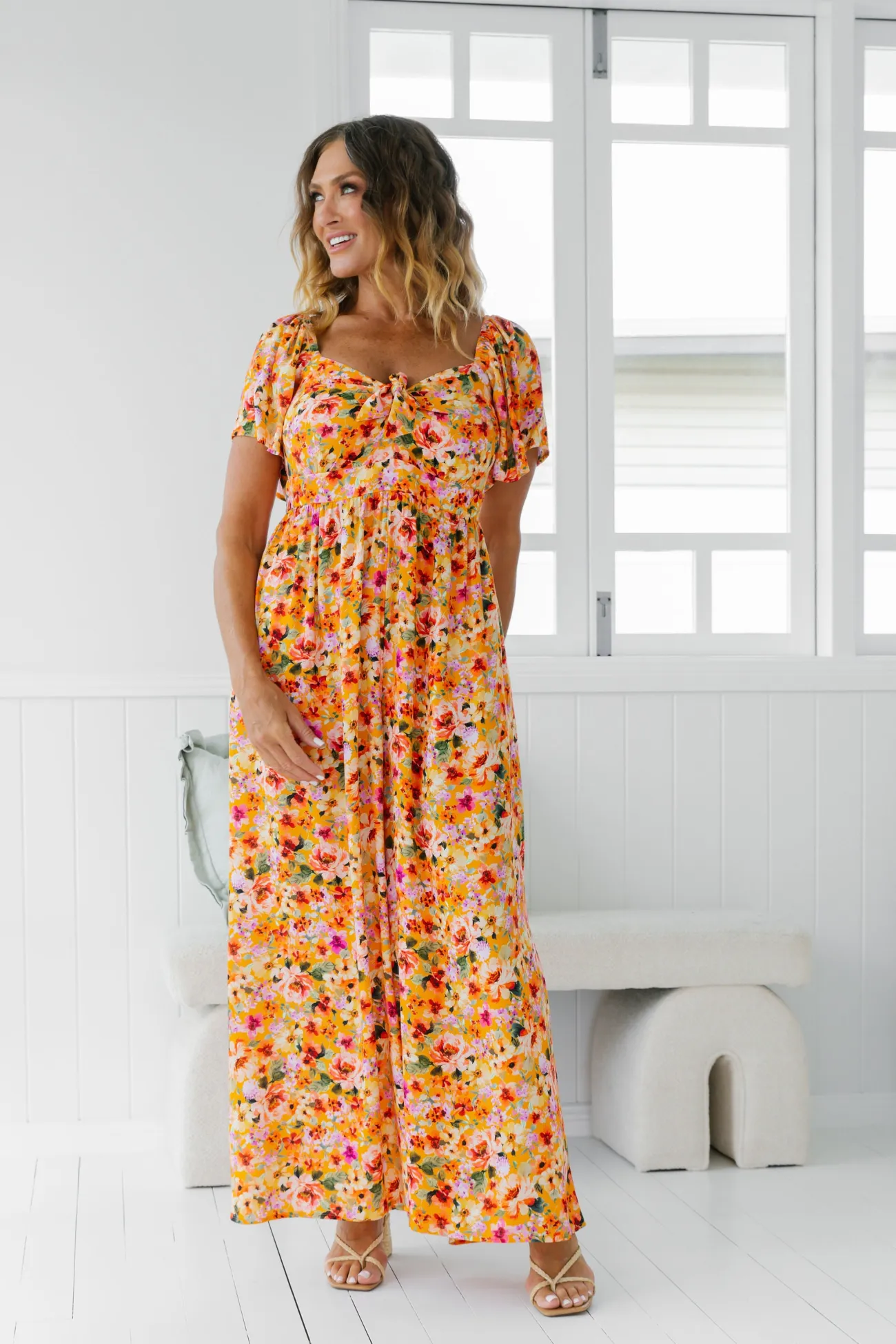 Proud Poppy Clothing Hazel Jumpsuit in Sunshine Floral SunshineFloral Sale