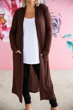 Proud Poppy Clothing Jane Cardigan in Chocolate Clearance