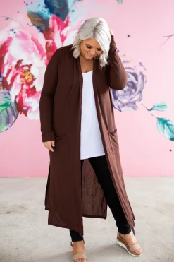 Proud Poppy Clothing Jane Cardigan in Chocolate Clearance
