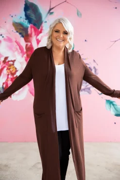 Proud Poppy Clothing Jane Cardigan in Chocolate Clearance