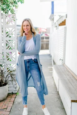 Proud Poppy Clothing Jane Cardigan in Dusty Blue DustyBlue New