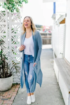 Proud Poppy Clothing Jane Cardigan in Dusty Blue DustyBlue New