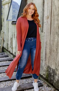 Proud Poppy Clothing Jane Cardigan in Rust Hot