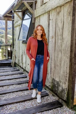 Proud Poppy Clothing Jane Cardigan in Rust Hot