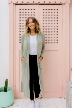 Proud Poppy Clothing Jane Cardigan in Sage Outlet