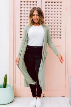 Proud Poppy Clothing Jane Cardigan in Sage Outlet