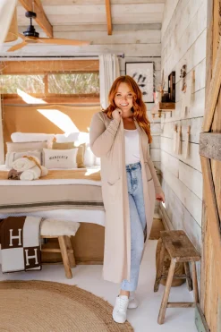 Proud Poppy Clothing Jane Cardigan in Stone Outlet